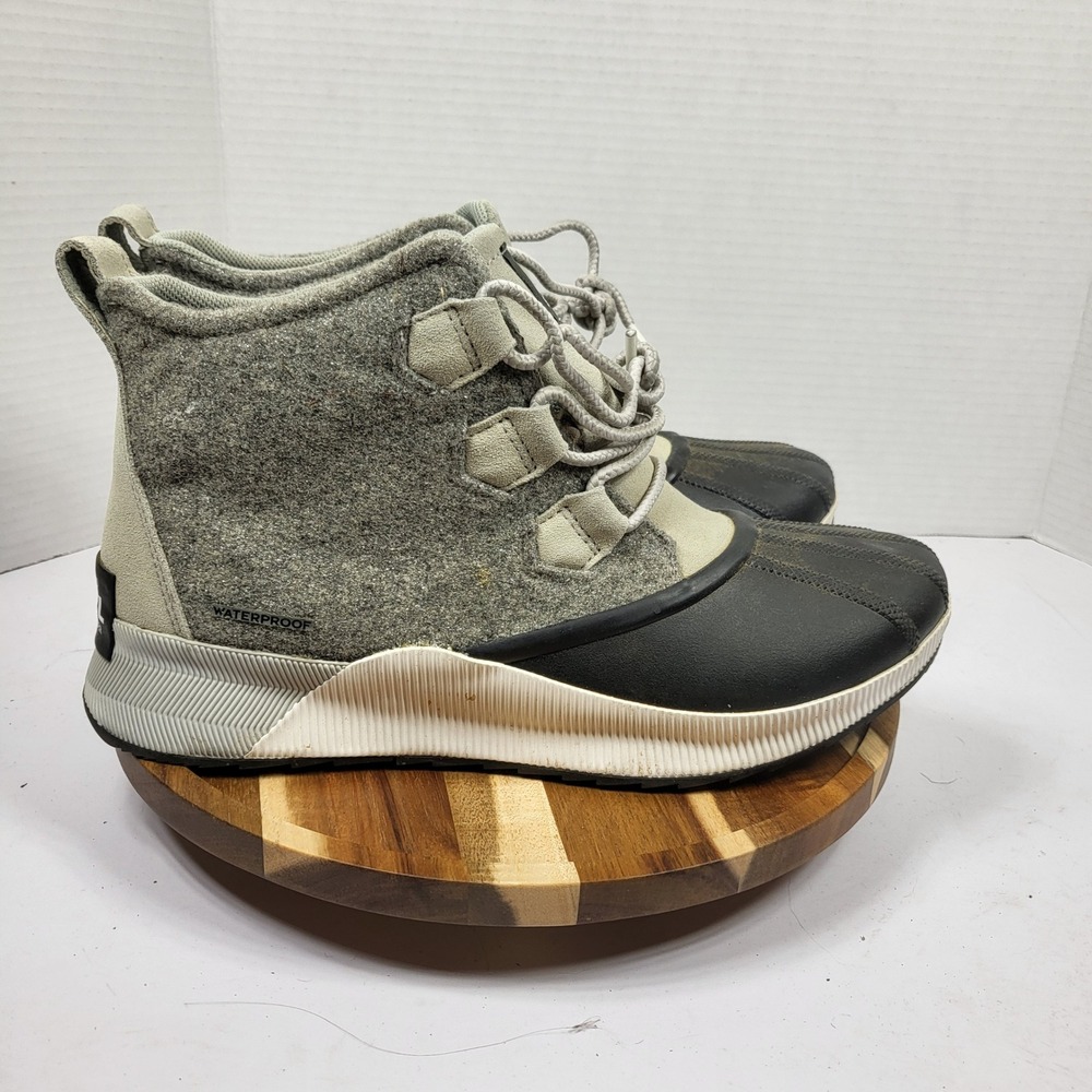 Sorel Out N About III Flurry Women 12 Grey Black Waterproof Duck Boots Good